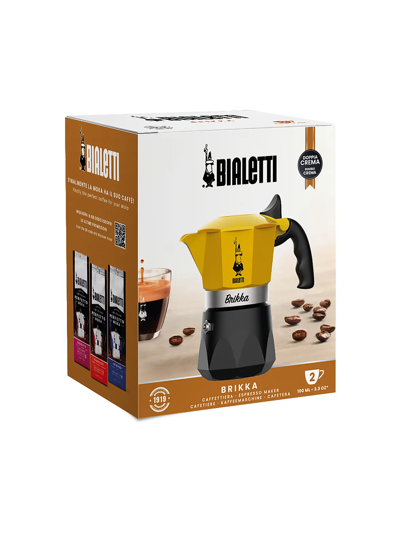 BIALETTI | Espressokocher BRIKKA 2 Tassen Gelb / Schwarz | 